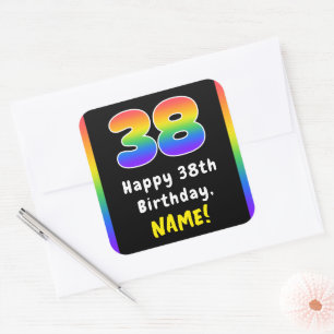 Sticker Carré 38e anniversaire : Rainbow Spectrum # 38, Nom pers