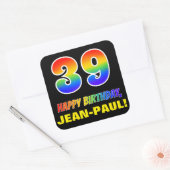 Sticker Carré 39e anniversaire : Bold, amusant, simple, arc-en-c (Enveloppe)