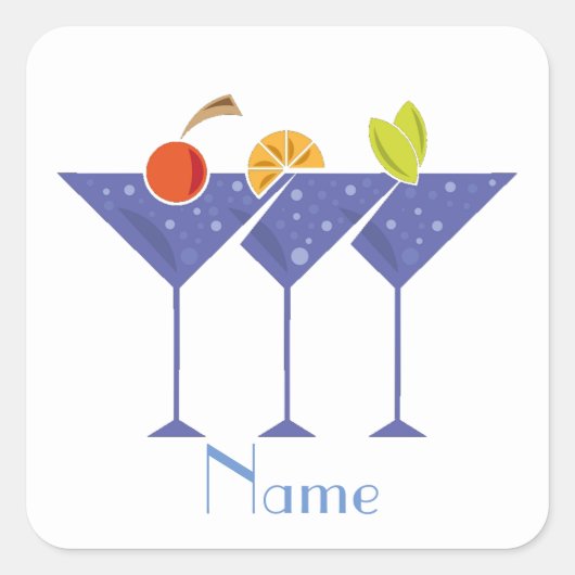 Sticker Carré 3 cocktails Martini Thunder_Cove (Devant)