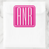 Sticker Carré 3 Initiales Monogramme | Blanc sur rose chaud (Sac)