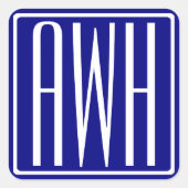 Sticker Carré 3 Initiales Monogramme | Bleu et blanc de la marin (Devant)