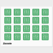 Sticker Carré 3 Initiales Monogramme | Vert & Blanc (Feuille)