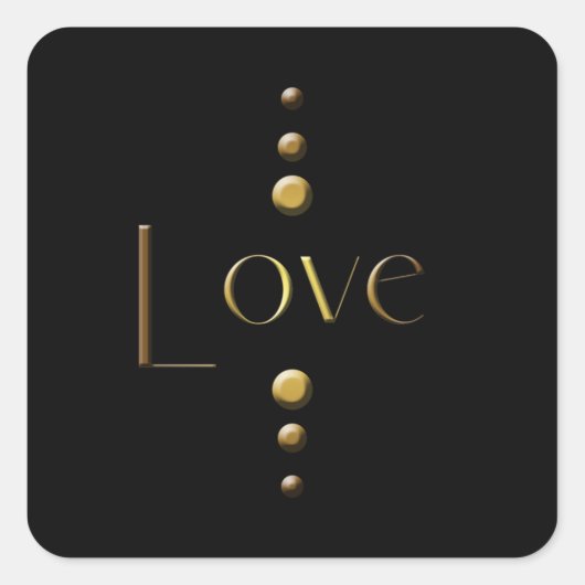 Sticker Carré 3 points Gold Block Love & Black Arrière - plan (Devant)