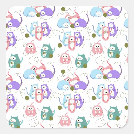 Sticker Carré 3 Tricot Little Kittens ! (Devant)