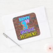 Sticker Carré 3e anniversaire - Amusant, Graffiti urbain inspiré (Enveloppe)