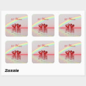 Sticker Carré 40 ans Rubis Cœurs (Feuille)