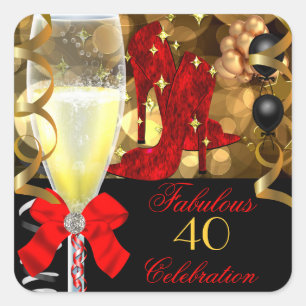 Sticker Carré 40 chaussures de fête d'anniversaire fabuleuses ro