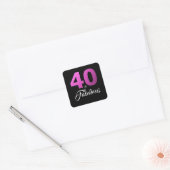 Sticker Carré 40 et fabuleux anniversaire rose noir (Enveloppe)