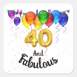 Sticker Carré 40 et fabuleux ballons d'anniversaire