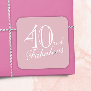 Sticker Carré 40 et fabuleux élégant script rose 40e anniversair