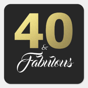 Sticker Carré 40 et Fabulous Black Gold Anniversaire