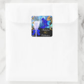 Sticker Carré 40 & Fabuleux Royal Blue Black Gold fête d'anniver (Sac)