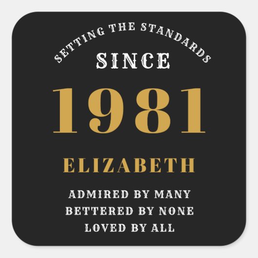 Sticker Carré 40e anniversaire 1981 Black Gold (Devant)