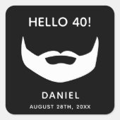 Sticker Carré 40e anniversaire barbe hommes blancs noirs (Devant)