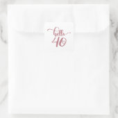 Sticker Carré 40e anniversaire femmes Bonjour 40 mignonne 40 ans (Sac)