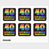 Sticker Carré 40e anniversaire : Gras, Amusant, Simple, Arc-en-c (Feuille)