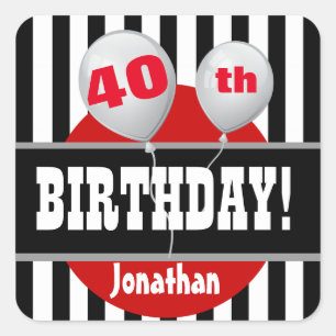 Sticker Carré 40e anniversaire Grèves et ballons BLACK RED A04