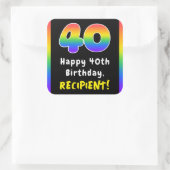 Sticker Carré 40e anniversaire : Rainbow Spectrum # 40, Nom pers (Sac)
