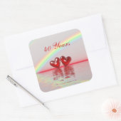 Sticker Carré 40e anniversaire Ruby Hearts (Enveloppe)