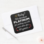 Sticker Carré 40ème anniversaire du Mariage I - Ruby Funny Coupl (Enveloppe)
