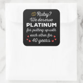 Sticker Carré 40ème anniversaire du Mariage I - Ruby Funny Coupl (Sac)