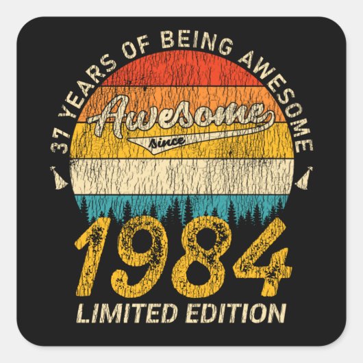 Sticker Carré 41 Ans 1984 Retro Awesome 41e anniversaire Cadeau (Devant)