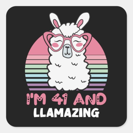 Sticker Carré 41 Year Old Bday Llamazing 41st Birthday Llama (Devant)