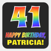 Sticker Carré 41e anniversaire : Audacieux, amusant, simple, arc (Devant)