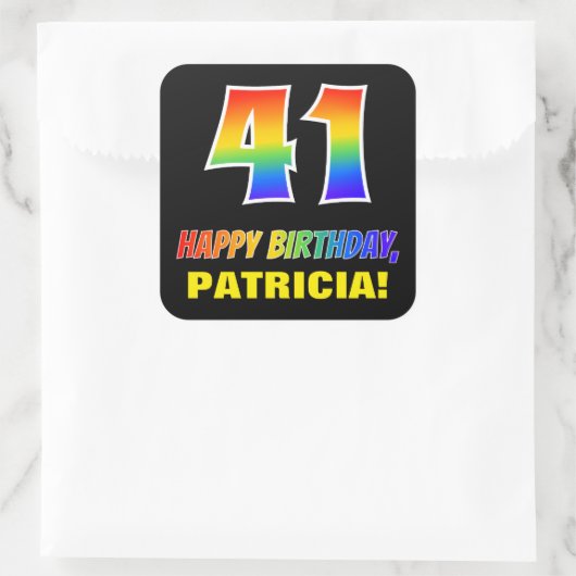 Sticker Carré 41e anniversaire : Audacieux, amusant, simple, arc (Sac)
