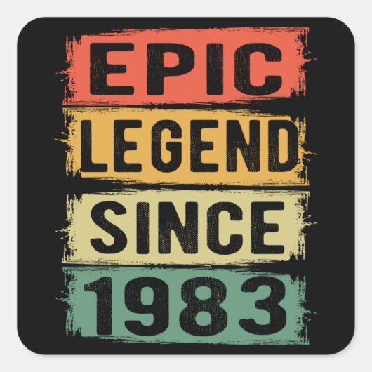 Sticker Carré 42 ans Anniversaire 1983 Epic Legend 42e Anniversa (Devant)