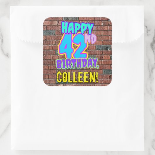 Sticker Carré 42e anniversaire - Amusant, Graffiti urbain inspir (Sac)