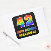 Sticker Carré 42e anniversaire : Bold, amusant, simple, arc-en-c (Enveloppe)