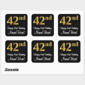 Sticker Carré 42e anniversaire - Elégant luxe Faux Gold Look # (Feuille)