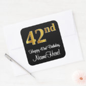 Sticker Carré 42e anniversaire - Elégant luxe Faux Gold Look # (Enveloppe)