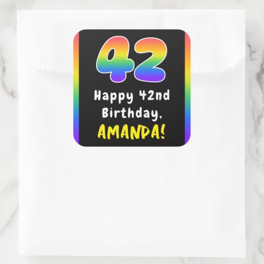 Sticker Carré 42e anniversaire : Rainbow Spectrum # 42, Nom pers (Sac)