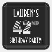 Sticker Carré 42e fête d'anniversaire : Art Déco Style & Nom per (Devant)