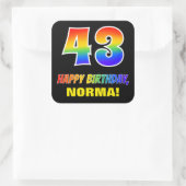 Sticker Carré 43e anniversaire : Bold, amusant, simple, arc-en-c (Sac)