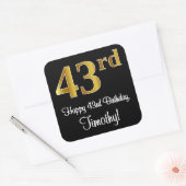 Sticker Carré 43e anniversaire - Elégant luxe Faux Gold Look # (Enveloppe)