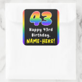 Sticker Carré 43e anniversaire : Rainbow Spectrum # 43, Nom pers (Sac)