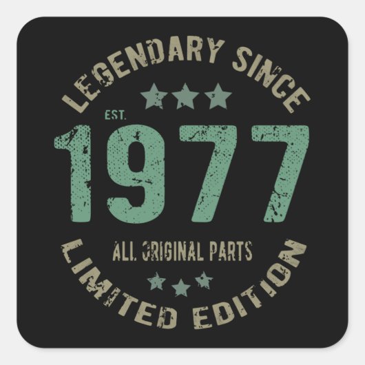 Sticker Carré 44 ans Légende Anniversaire 44e anniversaire (Devant)