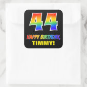 Sticker Carré 44e anniversaire : Bold, amusant, simple, arc-en-c (Sac)