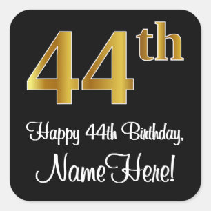 Sticker Carré 44e anniversaire - Elégant Luxueux Faux Gold Look