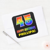 Sticker Carré 45e anniversaire : Bold, amusant, simple, arc-en-c (Enveloppe)