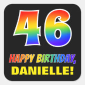 Sticker Carré 46e anniversaire : Bold, amusant, simple, arc-en-c (Devant)