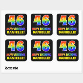 Sticker Carré 46e anniversaire : Bold, amusant, simple, arc-en-c (Feuille)