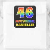 Sticker Carré 46e anniversaire : Bold, amusant, simple, arc-en-c (Sac)