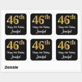 Sticker Carré 46e anniversaire - Elégant luxe Faux Gold Look # (Feuille)