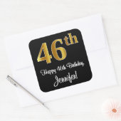 Sticker Carré 46e anniversaire - Elégant luxe Faux Gold Look # (Enveloppe)