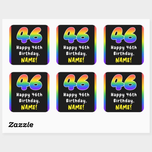 Sticker Carré 46e anniversaire : Rainbow Spectrum # 46, Nom pers (Feuille)