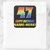 Sticker Carré 47e anniversaire : Bold, amusant, simple, arc-en-c (Sac)